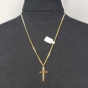 Bob Siemon Gold Plated Plain Cross Pendant Necklac